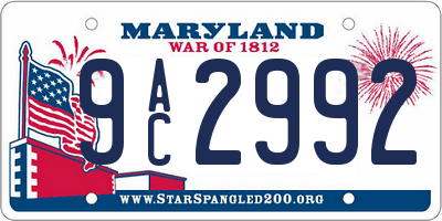 MD license plate 9AC2992