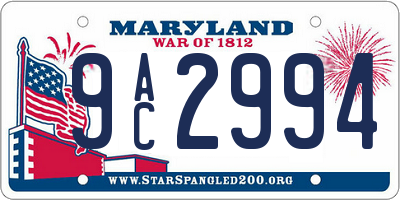 MD license plate 9AC2994