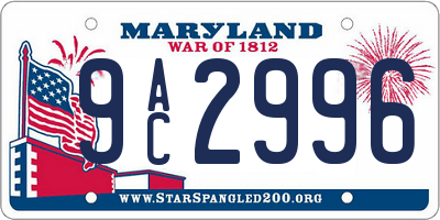 MD license plate 9AC2996