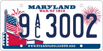 MD license plate 9AC3002