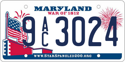 MD license plate 9AC3024