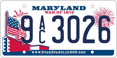 MD license plate 9AC3026