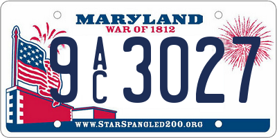 MD license plate 9AC3027