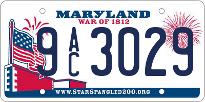 MD license plate 9AC3029