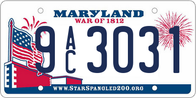 MD license plate 9AC3031