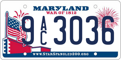 MD license plate 9AC3036