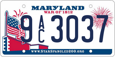 MD license plate 9AC3037