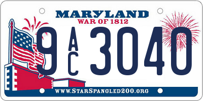 MD license plate 9AC3040
