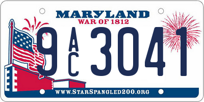 MD license plate 9AC3041