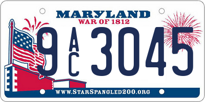 MD license plate 9AC3045