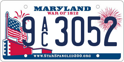 MD license plate 9AC3052