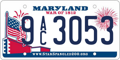 MD license plate 9AC3053