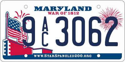 MD license plate 9AC3062