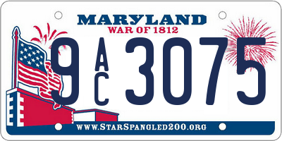 MD license plate 9AC3075