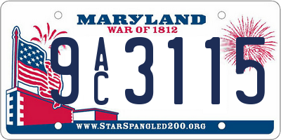 MD license plate 9AC3115