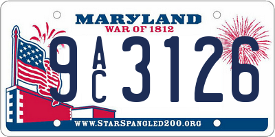 MD license plate 9AC3126