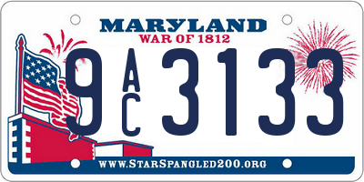 MD license plate 9AC3133