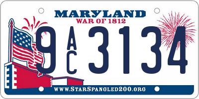 MD license plate 9AC3134