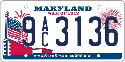 MD license plate 9AC3136
