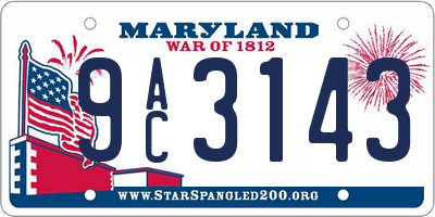 MD license plate 9AC3143
