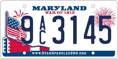 MD license plate 9AC3145