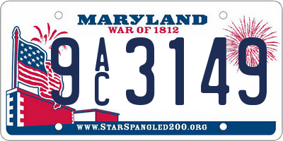 MD license plate 9AC3149