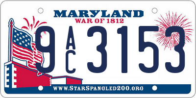 MD license plate 9AC3153