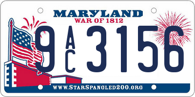 MD license plate 9AC3156