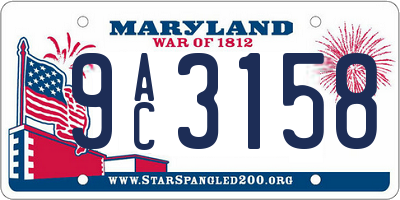 MD license plate 9AC3158