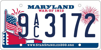 MD license plate 9AC3172