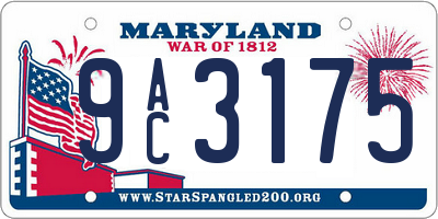 MD license plate 9AC3175
