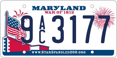 MD license plate 9AC3177
