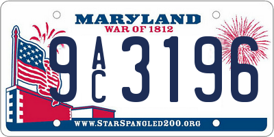 MD license plate 9AC3196