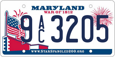 MD license plate 9AC3205