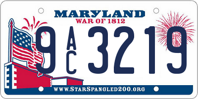 MD license plate 9AC3219