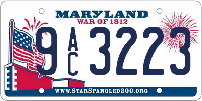 MD license plate 9AC3223