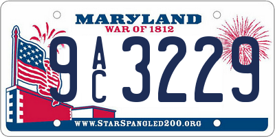 MD license plate 9AC3229