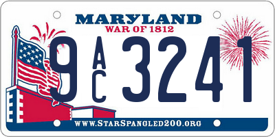 MD license plate 9AC3241