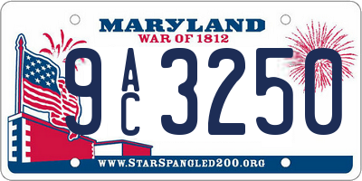 MD license plate 9AC3250