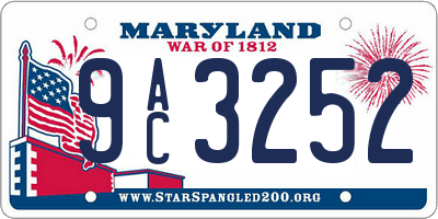 MD license plate 9AC3252