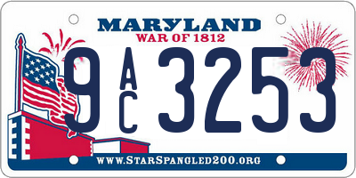MD license plate 9AC3253