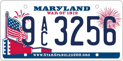 MD license plate 9AC3256