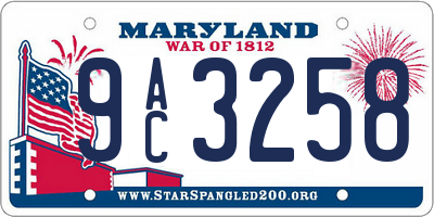 MD license plate 9AC3258