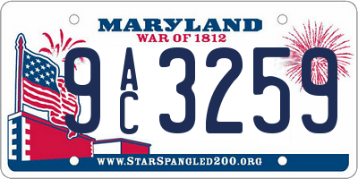 MD license plate 9AC3259