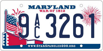 MD license plate 9AC3261