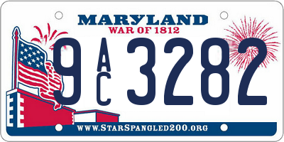 MD license plate 9AC3282