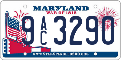 MD license plate 9AC3290