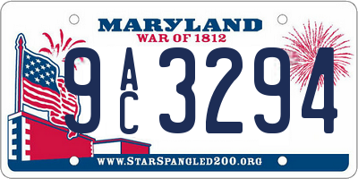 MD license plate 9AC3294