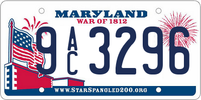 MD license plate 9AC3296