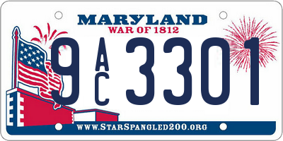 MD license plate 9AC3301